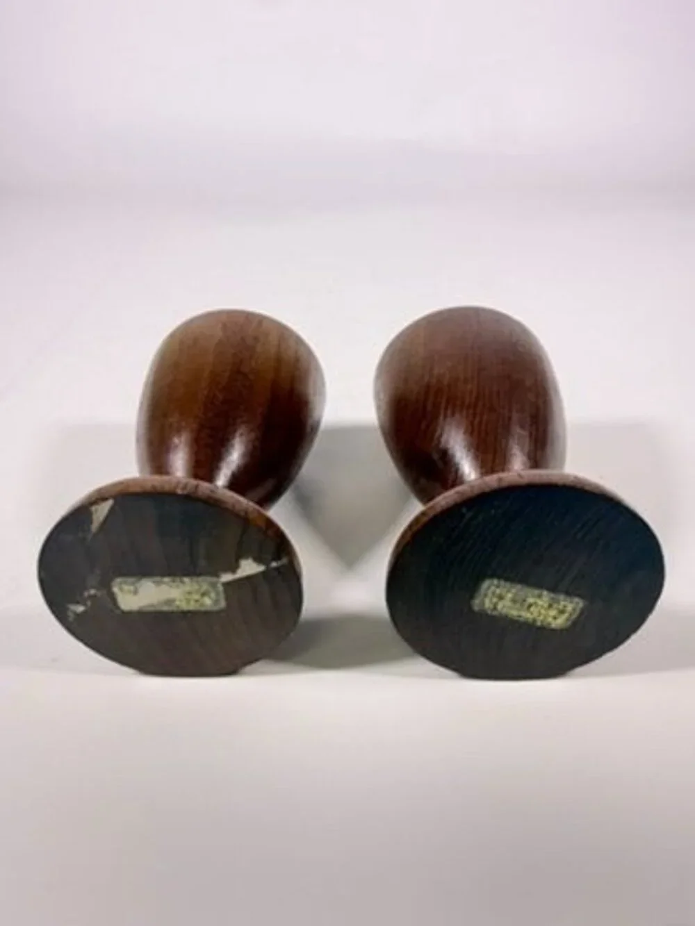 Wood Candleholders Pair Set 2 Burma Teak Mid Century Vintage Danish Style Home T